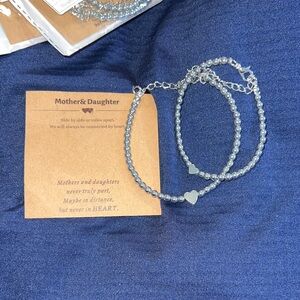 Silver Heart Mother & Daughter Bracelets